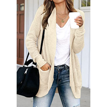 YIBOCK Women Chunky Waffle Knit Cardigan for Style  Comfort