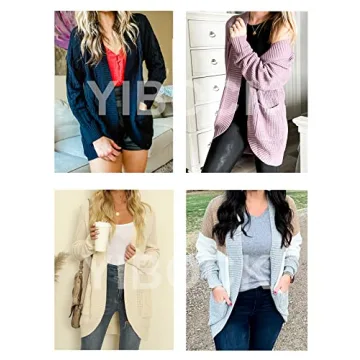 YIBOCK Women Chunky Waffle Knit Cardigan for Style  Comfort