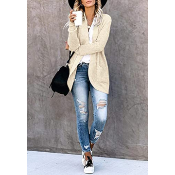 YIBOCK Women Chunky Waffle Knit Cardigan for Style  Comfort