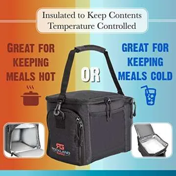 Rockland Guard Insulated Meal Management Cooler Bag - Keep Your Meals Hot or Cold On-the-Go: Perfect for Work, Gym, or Travel. (Black)