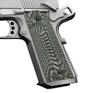 Cool Hand 1911 G10 Grips, Magwell Cut, Full Size (Government/Commander), Sunburst Texture, Ambi Safety Cut (Green)
