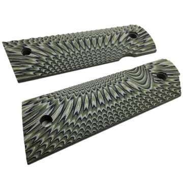 Cool Hand 1911 G10 Grips, Magwell Cut, Full Size (Government/Commander), Sunburst Texture, Ambi Safety Cut (Green)