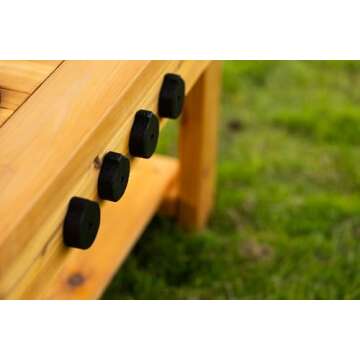 Noble Toys XL Cedar Outdoor Mud Kitchen Centered with Stovetop for Toddlers and Kids | Pretend Play Toddler Table | Sensory Table | Outside Playset | Real Wooden Kitchens | Preschool Equipment