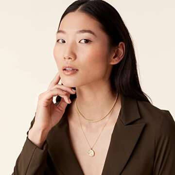 PAVOI 14K Gold Plated Layered Moon Pendant Necklace | Layering Necklaces for Women | Dainty Minimalist Design Pendant (Moon, Yellow Plated)