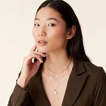 PAVOI 14K Gold Plated Layered Moon Pendant Necklace | Layering Necklaces for Women | Dainty Minimalist Design Pendant (Moon, Yellow Plated)