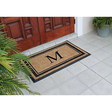 A1HC Natural Rubber & Coir Flocked Monogrammed Doormat | 30x48 | Durable Entrance Mat for Front Door