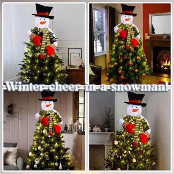 Christmas Tree Topper Snowman Hugger with Lights Strips - Xmas Holiday Winter Wonderland Party Decor...