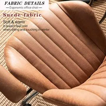 ovios Home Office Ergonomic Chair, Mid-Century Modern Leather Chair, Swivel Rolling Task Desk Chair with Armrest Wheels, Comfy Computer Executive Chair, Brown