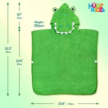 Hudz Kidz Hooded Towel Poncho for Kids, Perfect for Bath & Beach