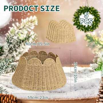 23 Inch Woven Scallop Christmas Tree Collar,Rustic Wicker Christmas Tree Basket for Artificial Trees...