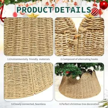 23 Inch Woven Scallop Christmas Tree Collar,Rustic Wicker Christmas Tree Basket for Artificial Trees,Farmhouse Holiday Pencil Tree Collar for Home Decorations