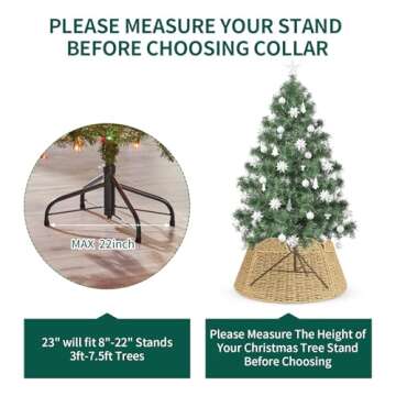23 Inch Woven Scallop Christmas Tree Collar,Rustic Wicker Christmas Tree Basket for Artificial Trees,Farmhouse Holiday Pencil Tree Collar for Home Decorations