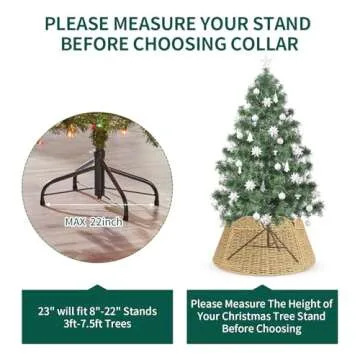 23 Inch Woven Scallop Christmas Tree Collar,Rustic Wicker Christmas Tree Basket for Artificial Trees,Farmhouse Holiday Pencil Tree Collar for Home Decorations