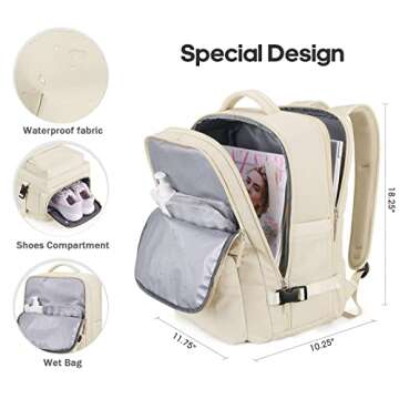 Bagsure Large Travel Backpack for Women Men, 45L Expandable Carry On Backpack, 17 Inch Laptop Backpack Waterproof College Business, Flight Approved