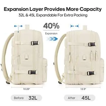 Bagsure Large Travel Backpack for Women Men, 45L Expandable Carry On Backpack, 17 Inch Laptop Backpack Waterproof College Business, Flight Approved
