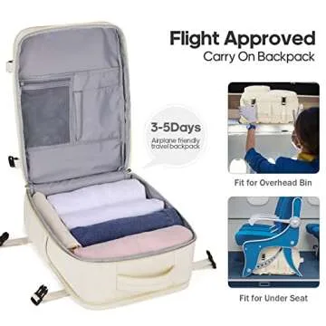 Bagsure Large Travel Backpack for Women Men, 45L Expandable Carry On Backpack, 17 Inch Laptop Backpack Waterproof College Business, Flight Approved