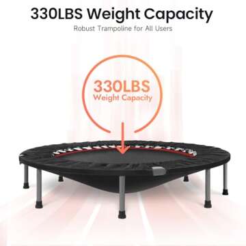 BCAN 40" Foldable Mini Trampoline Fitness Trampoline with Safety Pad, Rebounder Exercise Trampoline ...