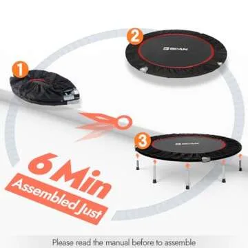 BCAN 40" Foldable Mini Trampoline Fitness Trampoline with Safety Pad, Rebounder Exercise Trampoline for Adults Indoor/Garden Workout, Max Load 330lbs, Black