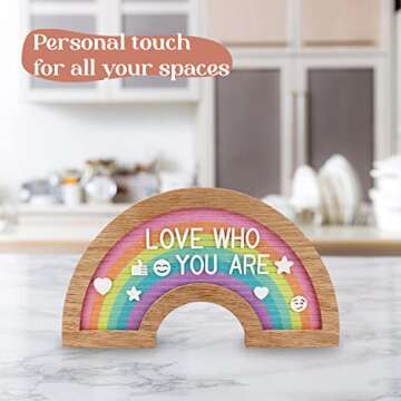 TrendArti Rainbow Felt Letter Board, 7 x 12.5 inch - 363 Letters, Numbers, Symbols & Emojis, Changea...