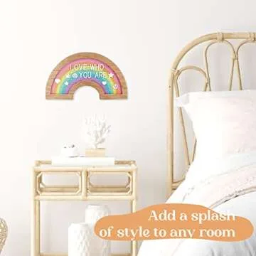 TrendArti Rainbow Felt Letter Board, 7 x 12.5 inch - 363 Letters, Numbers, Symbols & Emojis, Changeable Letter Board with Oak Frame, Wall Mount/Stand for Home, School, Office and Baby Showers