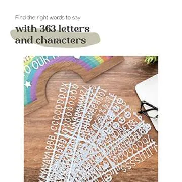 TrendArti Rainbow Felt Letter Board, 7 x 12.5 inch - 363 Letters, Numbers, Symbols & Emojis, Changeable Letter Board with Oak Frame, Wall Mount/Stand for Home, School, Office and Baby Showers