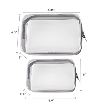 Clear Travel Bags for Toiletries 2 Pack Stylish Storage