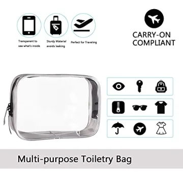 Clear Travel Bags for Toiletries 2 Pack Stylish Storage