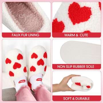 Geyoga Heart Slippers with Soft Socks for Women
