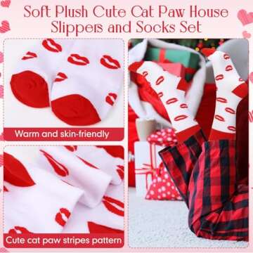 Geyoga Heart Slippers with Soft Socks for Women