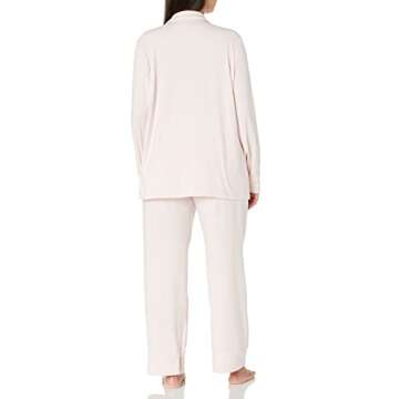 Amazon Essentials Women's Cotton Modal Long-Sleeve Shirt and Full-Length Bottom Pajama Set, Pale Pin...