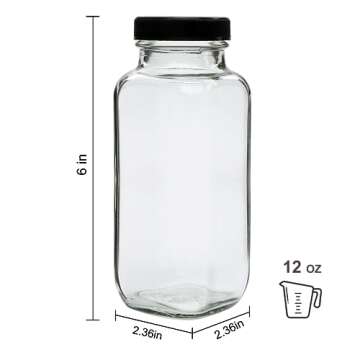 Accguan 12oz Glass Bottles,Leak-Proof Vintage Water Bottles for Juicing,Hot Sauce,Kombucha,Ginger Ja...