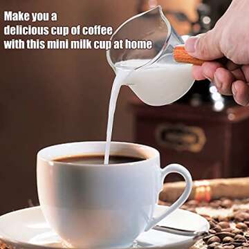 Double Spouts Measuring Cup with Wooden Handle Heat-Resistant Espresso Shot Glasses 3.5oz Mini Sauce Pitcher for Milk Coffee Tea Wine Cocktail