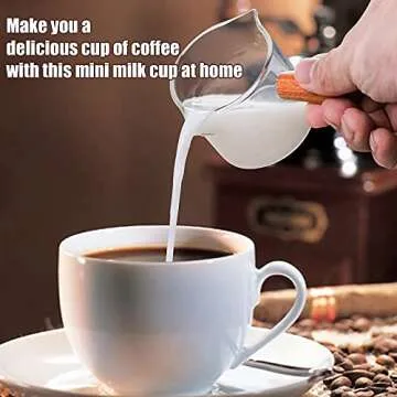 Double Spouts Measuring Cup with Wooden Handle Heat-Resistant Espresso Shot Glasses 3.5oz Mini Sauce Pitcher for Milk Coffee Tea Wine Cocktail