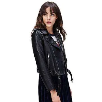 Stylish Faux Leather Motorcycle Jacket for Women