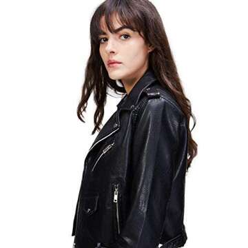 Stylish Faux Leather Motorcycle Jacket for Women
