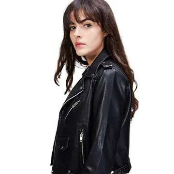Stylish Faux Leather Motorcycle Jacket for Women