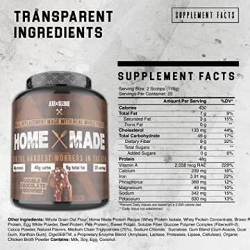 Axe & Sledge Supplements Home Made Whole-Foods-Based Meal Replacement Powder with Digestive Enzymes, Protein, Carbohydrates, and Fats, 25 Servings, Chocolate Brownie