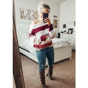 Stylish KIRUNDO Women’s Striped Pullover Sweater in Color Block