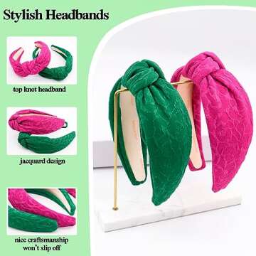 BEGOOD Women's Jacquard Knotted Wide Headband Fashion Top Knot Hairbands Head Bands Girls Headband T...