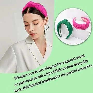 BEGOOD Women's Jacquard Knotted Wide Headband Fashion Top Knot Hairbands Head Bands Girls Headband Turbans Hair Accessories 2Pcs