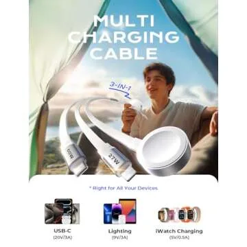 LISEN Retractable Car Charger for Multiple Travel Devices, 3 in 1 Retractable USB C Cable, Multi Fas...