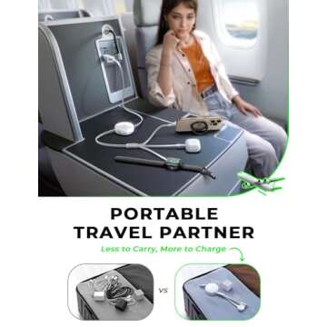 LISEN Retractable Car Charger for Multiple Travel Devices, 3 in 1 Retractable USB C Cable, Multi Fast Charging Cable Fit for Apple Watch 10/9/8/Ultra 2, iPhone 16/15/14, Samsung Galaxy S25 3.6FT