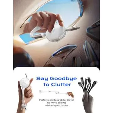 LISEN Retractable Car Charger for Multiple Travel Devices, 3 in 1 Retractable USB C Cable, Multi Fast Charging Cable Fit for Apple Watch 10/9/8/Ultra 2, iPhone 16/15/14, Samsung Galaxy S25 3.6FT