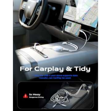 LISEN Retractable Car Charger for Multiple Travel Devices, 3 in 1 Retractable USB C Cable, Multi Fast Charging Cable Fit for Apple Watch 10/9/8/Ultra 2, iPhone 16/15/14, Samsung Galaxy S25 3.6FT