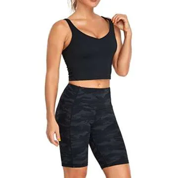 Oalka Longline Padded Crop Yoga Bra for Active Women