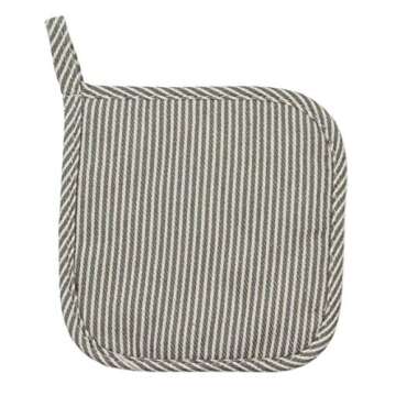 Cotton Oven Mitts and Pot Holders Set, Kitchen Quilted Oven Gloves, Hot Pan Mat Pads Set for Cooking Grilling Barbeque Baking Heat Resistant Set of 3 (3, Grey Stripes)