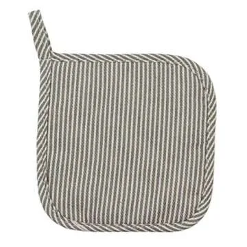 Cotton Oven Mitts and Pot Holders Set, Kitchen Quilted Oven Gloves, Hot Pan Mat Pads Set for Cooking Grilling Barbeque Baking Heat Resistant Set of 3 (3, Grey Stripes)