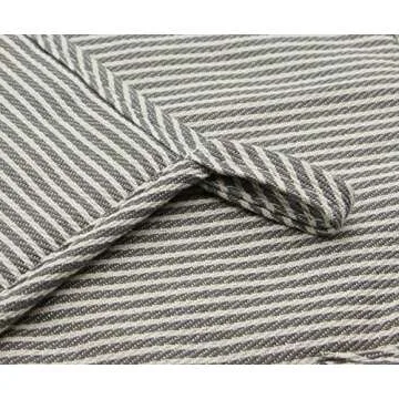 Cotton Oven Mitts and Pot Holders Set, Kitchen Quilted Oven Gloves, Hot Pan Mat Pads Set for Cooking Grilling Barbeque Baking Heat Resistant Set of 3 (3, Grey Stripes)