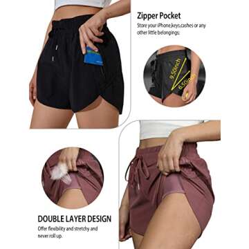 BMJL Women's High Waisted Running Athletic Workout Shorts