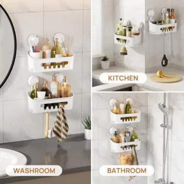 LEVERLOC Shower Caddy Suction Cup 2 Pack - 22lbs Hold